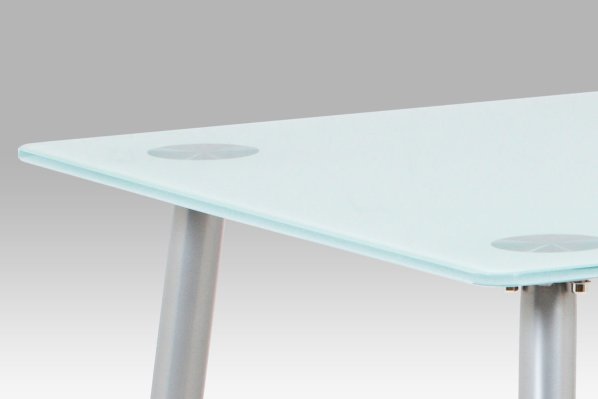 Jídelní stůl 120x70x76 cm mléčné sklo, nohy šedý lak