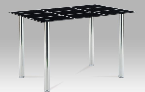 Jídelní stůl 120x80 cm, černé sklo / chrom