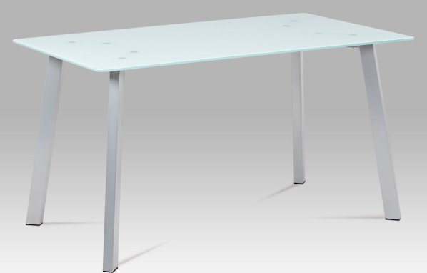 Jídelní stůl 140x80 cm, sklo mléčné / nohy lak šedý