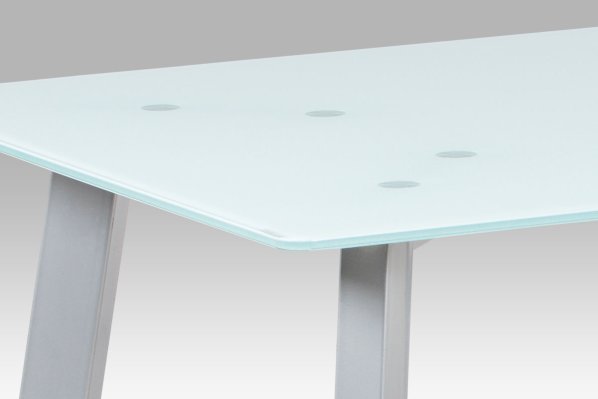Jídelní stůl 140x80 cm, sklo mléčné / nohy lak šedý