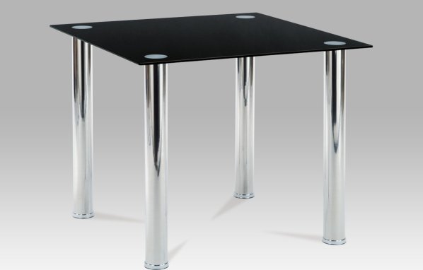 Jídelní stůl 90x90 cm, chrom / černé sklo 8 mm