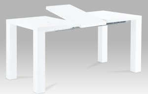 Jídelní stůl rozkládací 120+40x80 cm, vysoký lesk bílý