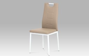 Jídelní židle koženka cappuccino / bílý lak