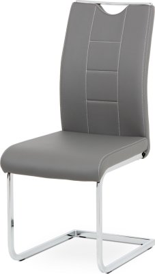 Jídelní židle šedá koženka / chrom