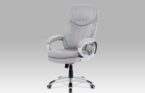 Kancelářská židle, šedá látka, kříž plast stříbrný, houpací mechanismus