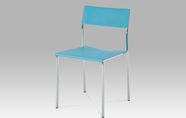 Židle plastová modrá / chrom