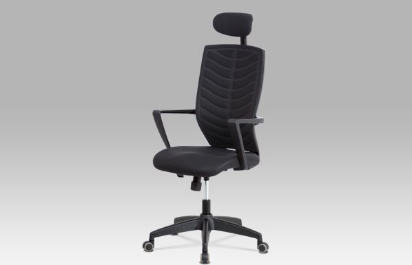 Kancelářská židle, houpací mech., černá MESH, plastový kříž