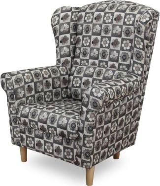 Křeslo ušák CHARLOT, látka patchwork N1