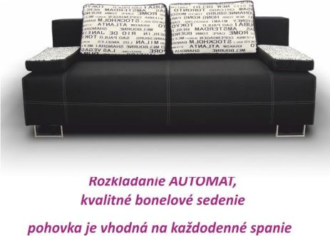 Rozkládací pohovka, savana černá/polštáře vzor, ELIZA