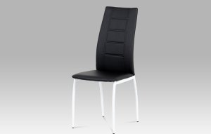 Jídelní židle černá koženka / bílý lak