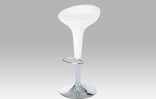 Barová židle AUB-401 WT, bílý plast / chrom