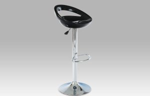 Barová židle AUB-403 BK, chrom / plast černý