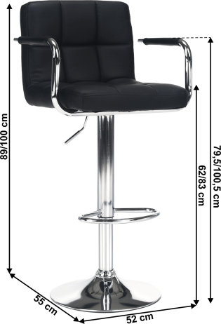 Barová židle LEORA 2 NEW, černá ekokůže / chrom