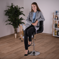 Barová židle LEORA 2 NEW, černá ekokůže / chrom