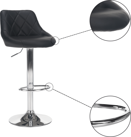 Barová židle MARID, černá ekokůže/chromová