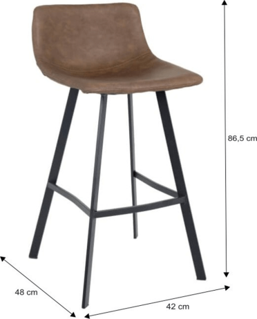 Barová židle FALUN, tmavě hnědá / černý kov