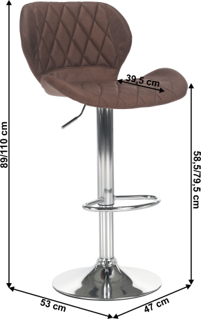 Barová židle SOFALA, hnědá látka/chrom