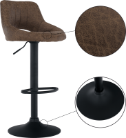 Barová židle LORASA, hnědá látka s efektem broušené kůže