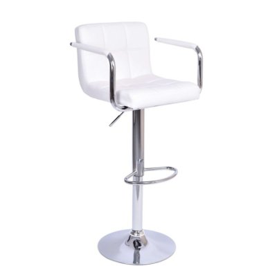 Barová židle LEORA 2 NEW, bílá ekokůže/chrom