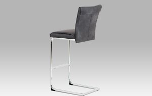 Barová židle šedá koženka / chrom