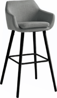 Barová židle TAHIRA, šedohnědá látka / černá