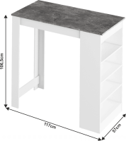 Barový stůl AUSTEN, bílá / beton