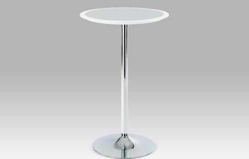 Barový stůl bílo-stříbrný plast, průměr 60 cm