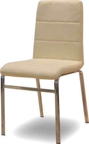 Chromová židle, ekokůže béžová, DOROTY NEW