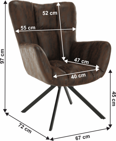 Otočné křeslo KOMODO, hnědá/černá