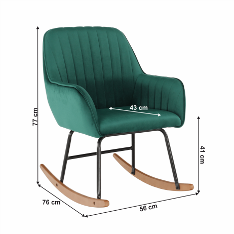 Houpací křeslo TARAM, zelená Velvet látka