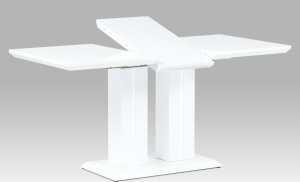 Jídelní stůl 120+40x80x75 cm, vysoký lesk bílý