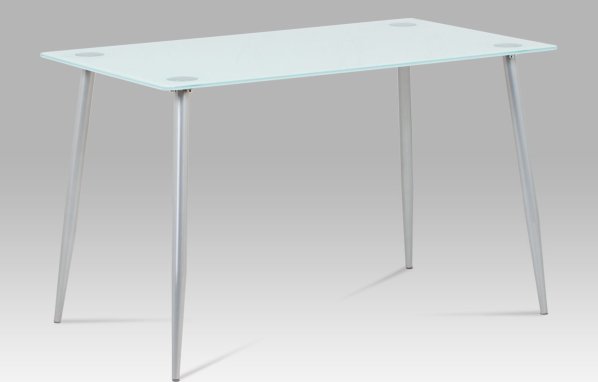 Jídelní stůl 120x70x76 cm mléčné sklo, nohy šedý lak