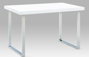 Jídelní stůl 120x75 cm, chrom / bílý lesk