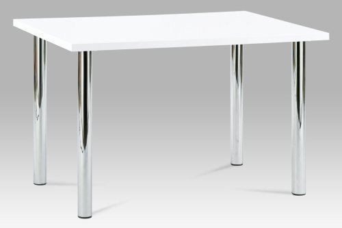 Jídelní stůl 120x75 cm, chrom / vysoký lesk bílý