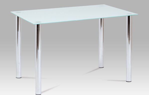 Jídelní stůl 120x80 cm, bílé sklo / chrom
