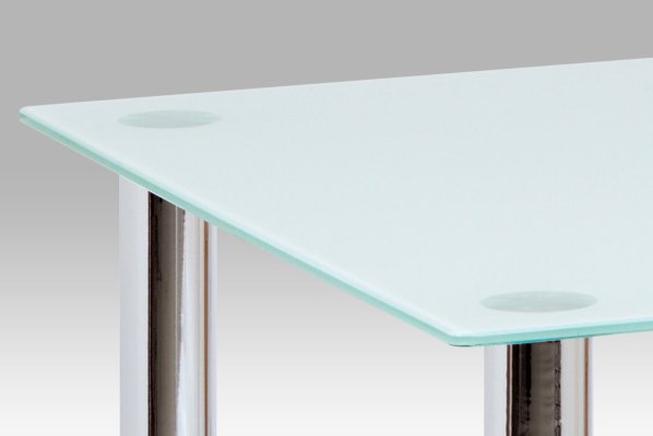 Jídelní stůl 120x80 cm, bílé sklo / chrom