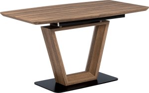 Jídelní stůl 140+40x80 cm, MDF tmavý dub, kov matná černá