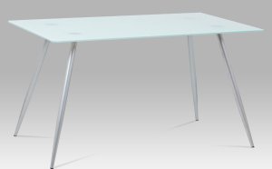 Jídelní stůl 140x80x75 cm bílé sklo + nohy šedý lak