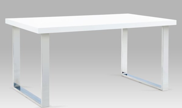 Jídelní stůl 150x90 cm, chrom / bílý lesk