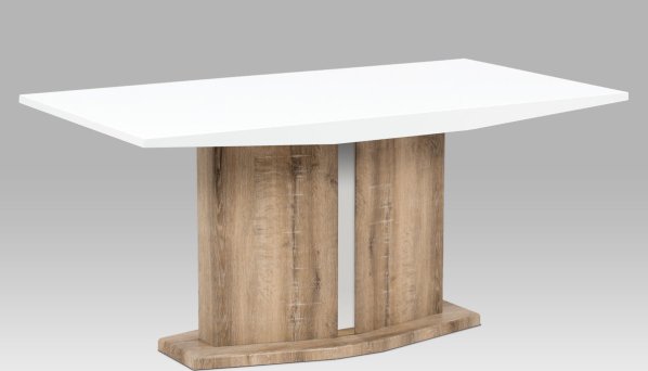 Jídelní stůl 160x90 cm, vysoký lesk bílý / Canyon Grey
