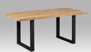 Jídelní stůl 180x90 cm, HT-660 OAK, 3D folie dekor dub / černý kov