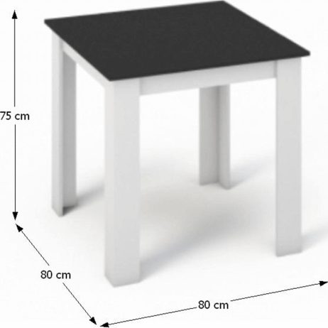 Jídelní stůl KRAZ, bílá / černá, 80x80