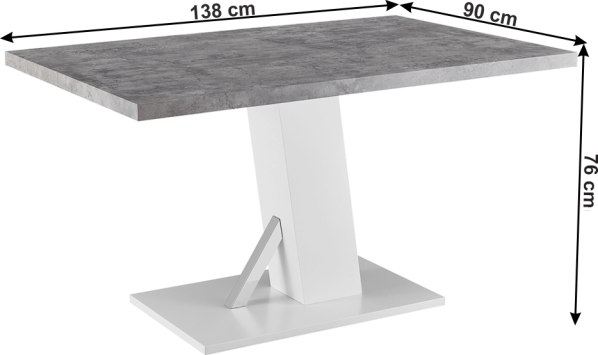 Jídelní stůl BOLAST, beton / bílá, vysoký lesk