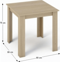Jídelní stůl KRAZ, dub sonoma, 80x80