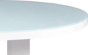 Jídelní stůl pr. 108 cm, sklo bílá + MDF bílá