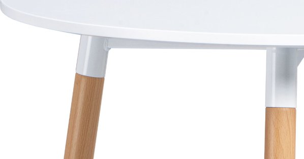 Jídelní stůl pr.80 cm, bílá matná MDF, kov buk + chrom