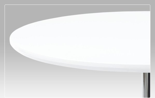 Kulatý jídelní stůl průměr 90 cm, vysoký lesk bílý / chrom
