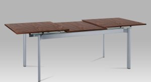 Rozkládací jídelní stůl 160+72x85x76 cm, alu / dýha ořech