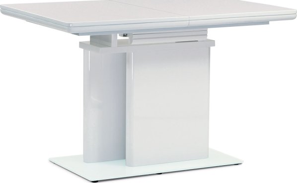 Jídelní stůl rozkládací 120+40x80 cm, vysoký lesk bílý
