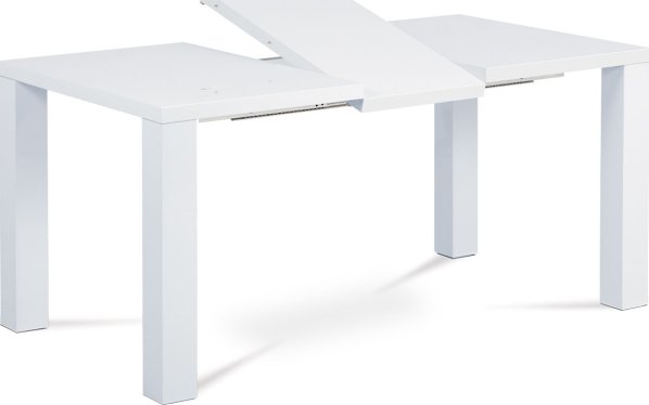 Jídelní stůl rozkládací 120+40x90 cm, vysoký lesk bílý